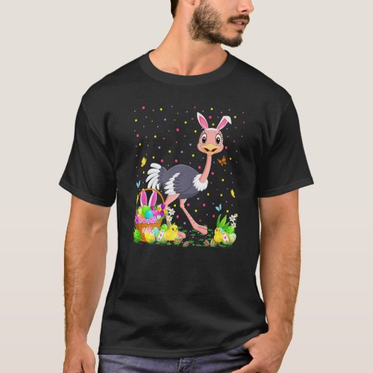 T-shirt Ostrich Bird Easter Egg Hunt Bunny Ostrich Easter (Devant)