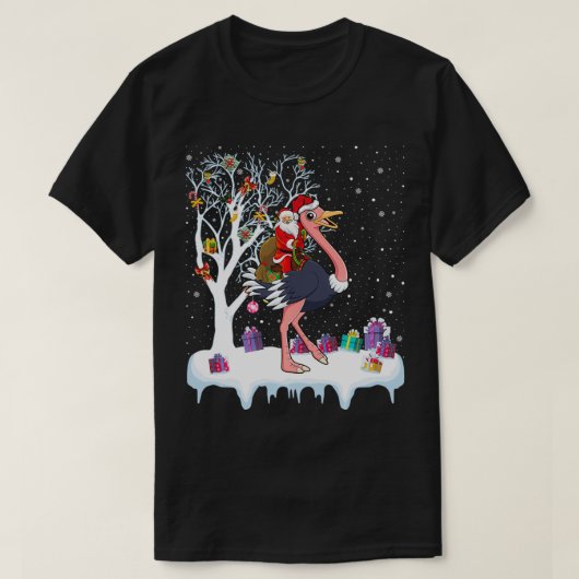 T-shirt Ostrich Bird Lover Xmas Gift Santa Riding Ostrich  (Design devant)