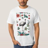 T-shirt Ostrich de Noël et Poinsettias (Devant)