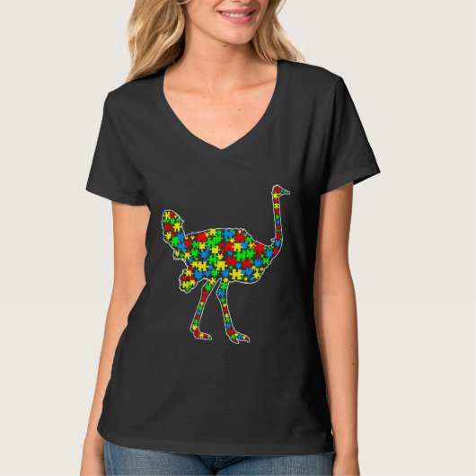 T-shirt Ostrich Funny Puzzle Animaux Sensibilisation sur l (Devant)
