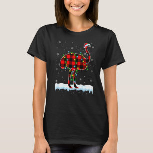 T-shirt Ostrich Noël Santa Chapeau mignon Animaux Noël Lig
