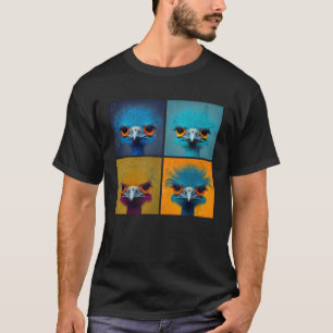 T-shirt Ostrich Pop Illustration Animaux colorés Femmes 1
