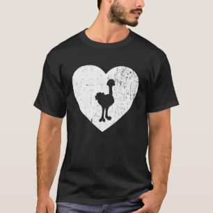 T-shirt Ostrich Vintage Coeur Blanc Animal Valentines Da