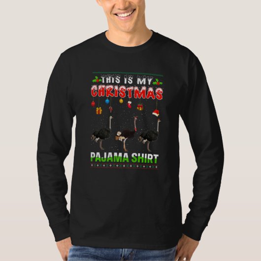 T-shirt Ostrich Xmas Animals Squad This Is My Christmas Pa (Devant)