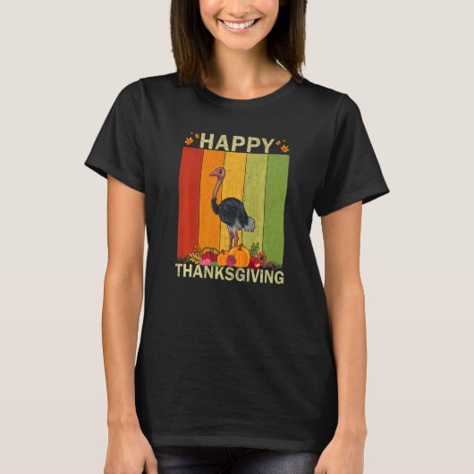 T-shirt Ostriches Retro Graphic Family Matching Thanksgiv (Devant)