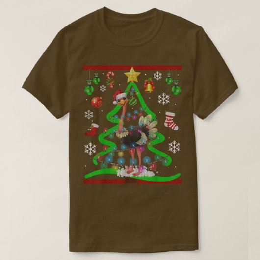 T-shirt Ostrite Tree Ostriches Ugly Xmas Sweater (Design devant)