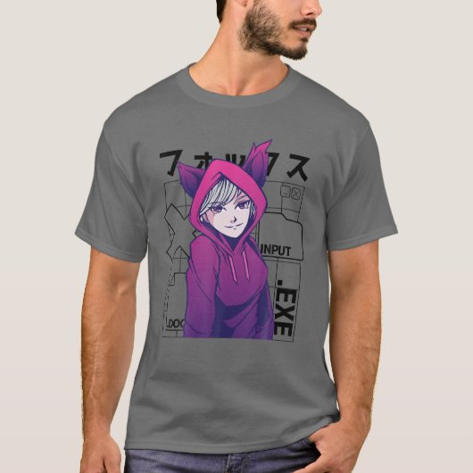 T-shirt Otaku 90S mignonne Anime Girl Avec Fox Oars Japon (Devant)