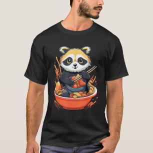 T-shirt Otaku Raccoon Mange Japonais Nourriture Nouilles R