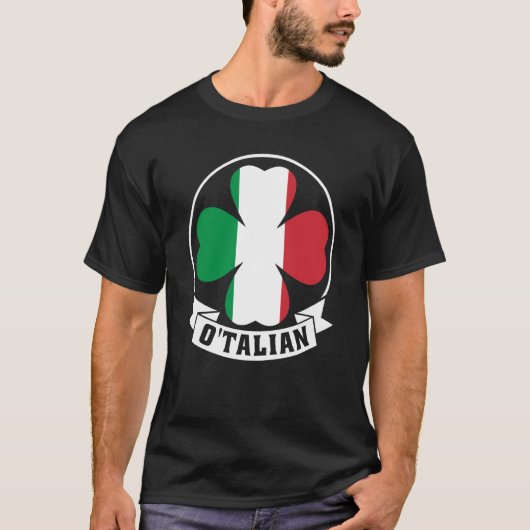 T-shirt O'Talian Saint Patrick With Irish & Italia Flag on (Devant)