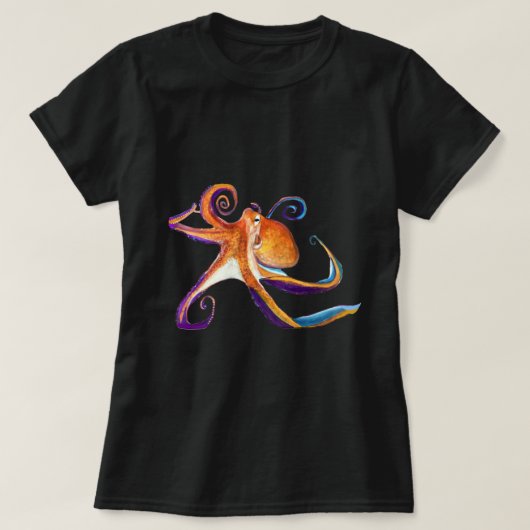 T-shirt Otopus vie marine aquarelle art (Design devant)