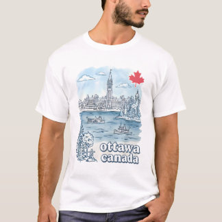 T-shirt Ottawa Canada Simple Blue Skyline Cute Cityscape
