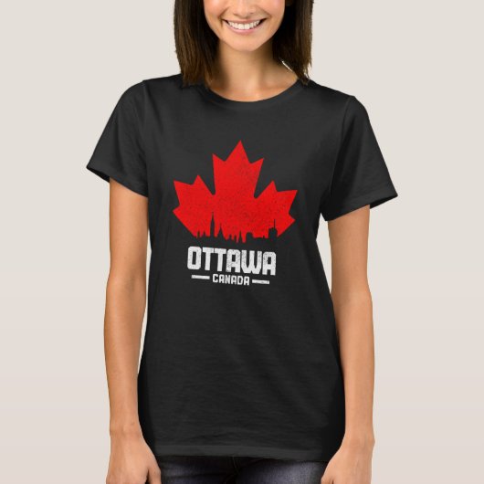 T-shirt Ottawa Quebec Canada Maple Leaf Canadian Flag Skyl (Devant)