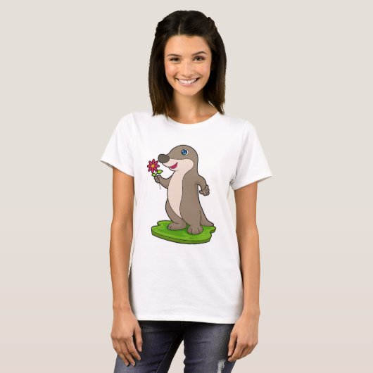 T-shirt Otter à fleurs (Devant entier)