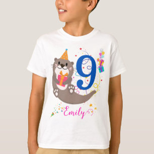 T-shirt Otter Anniversaire Fille Fête Ballons colorés Thèm