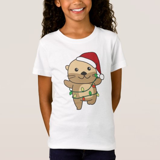 T-Shirt Otter Christmas Winter Animaux Vacances Otters (Devant)