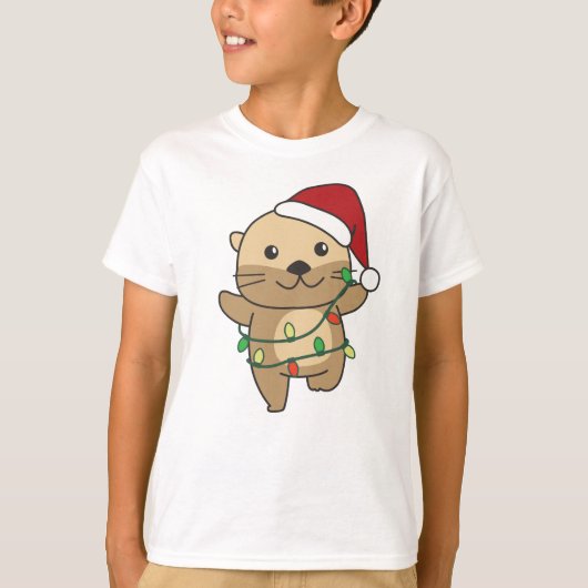 T-shirt Otter Christmas Winter Animaux Vacances Otters (Devant)