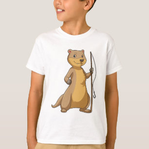 T-shirt Otter comme Fisher avec canne à pêche