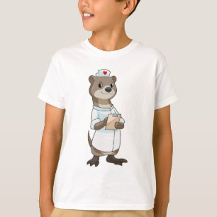 T-shirt Otter comme infirmière avec coeur