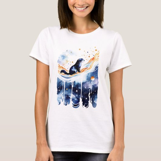 T-shirt Otter dans une rivière Nebula (Devant)