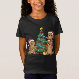 T-Shirt Otter d'arbre de Noël Enfants Cadeau de Noël Otter