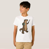 T-shirt Otter en tant qu'enseignant avec livre et pointeur (Devant entier)