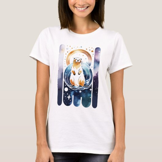 T-shirt Otter espace mignonne (Devant)