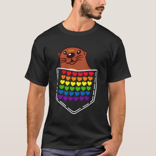 T-shirt Otter Gay Sac Lgbt Drapeau Arc-en-ciel Fièrement C (Devant)