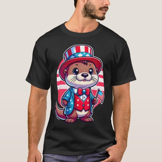 T-shirt Otter Joyeux 4 juillet Fête de l'Indépendance Homm (Devant)