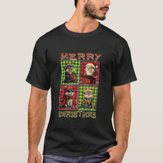T-shirt Otter Leopard Buffalo Plaid Animaux Amoureux Joyeu