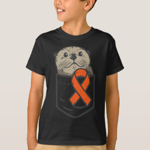 T-shirt Otter Orange Ribbon Pocket Leukemia Awareness Men