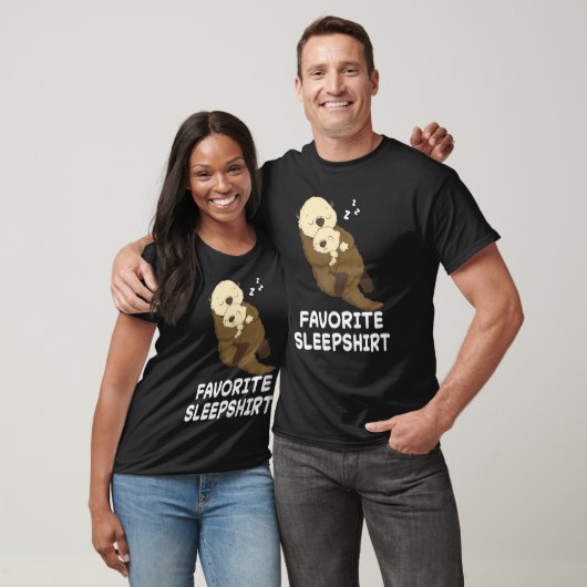 T-shirt Otter Otter Nap Dormir Pyjama Pyjama Nig (Unisexe)
