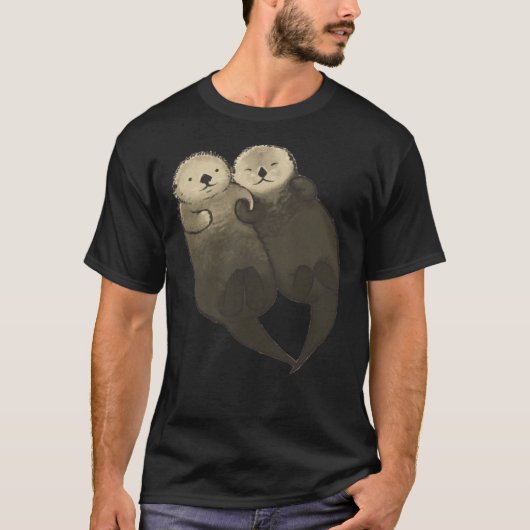 T-shirt Otter - Otter tenant les mains Classique  (Devant)