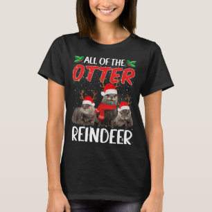 T-shirt Otter Reindeer Deer Antler Funny Christmas Père No