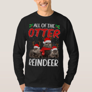 T-shirt Otter Reindeer Deer Antler Funny Christmas Père No