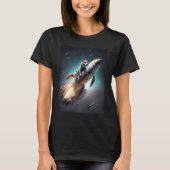 T-shirt Otter Space Puns Space Otter Riding A Rocket  3 (Devant)