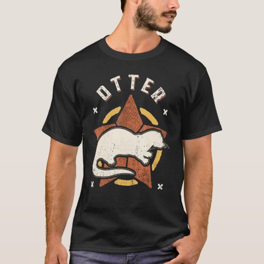 T-shirt Otter Vintage Retro Classic Animal (Devant)