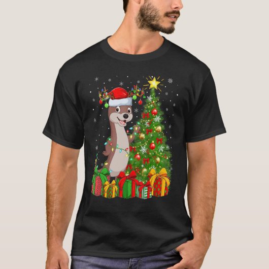 T-shirt Otter Xmas Holiday Santa Otter Christmas Tree (Devant)