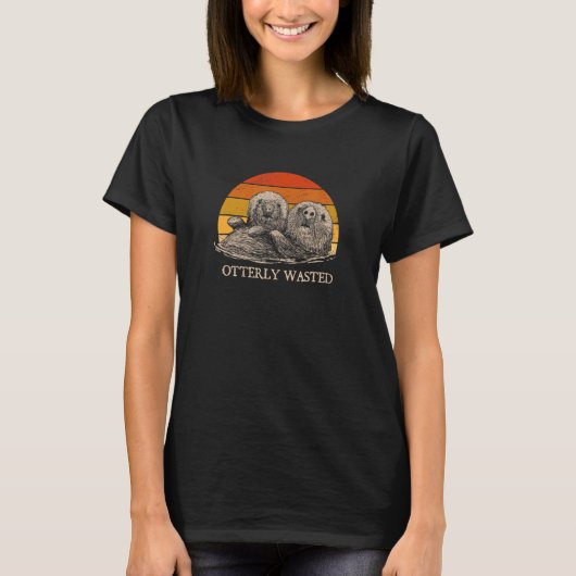 T-shirt Otterly Wasted Drinking Otter Drinker Sea Animal (Devant)