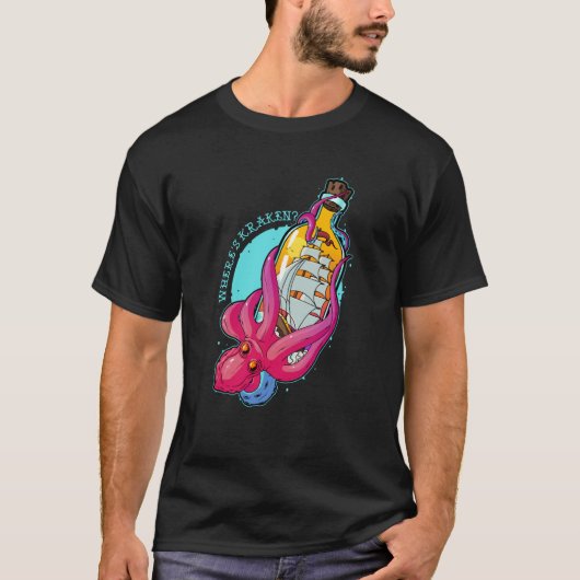 T-shirt Où est Kraken Octopus Tentacles d'animaux de mer O (Devant)