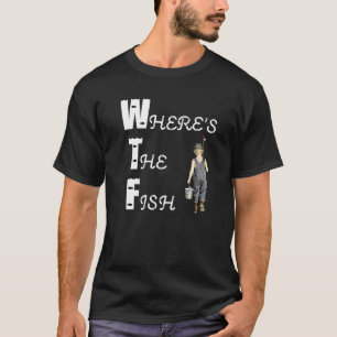T-shirt Où est le garçon aux poissons avec une canne à pêc