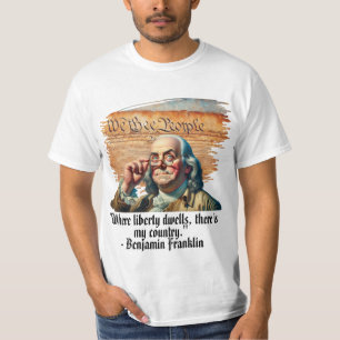 T-shirt "Où habite la liberté,..." Hommes Ben Franklin