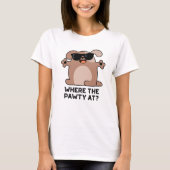 T-shirt Où La Pawty À Funny Doggie Chien Pun (Devant)