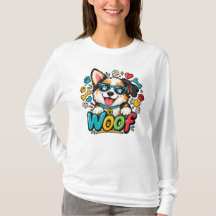 T-shirt Ouah Chiot Mignon Empreinte de Patte de Chien Cœur