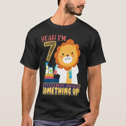 T-shirt Ouais Im 7 Fêtons Et Souffle Science Anniversaire (Devant)