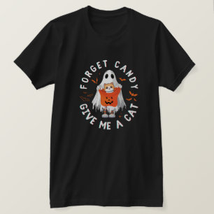 T-shirt Oublie bonbons donne moi chat drôle boo fantôme Ha