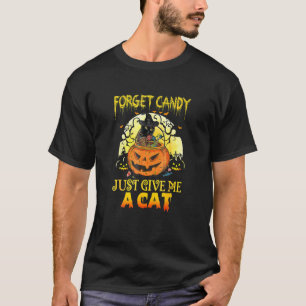 T-shirt Oubliez Candy Donne-Moi Un Chat Citrouille Black C