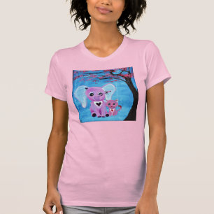 T-shirt Oubliez-moi pas Eléphant Rose Chat Cerisier Fleur 