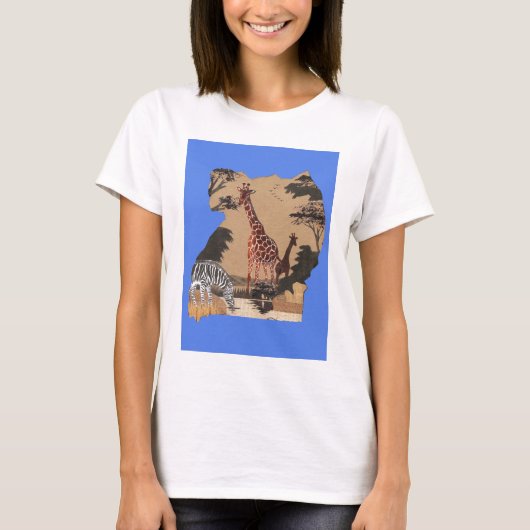 T-shirt Ouganda - Carte de la faune - Imprimer (Devant)