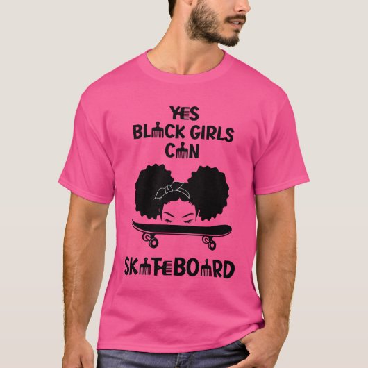 T-shirt Oui Black Girls Can Skateboard (Devant)