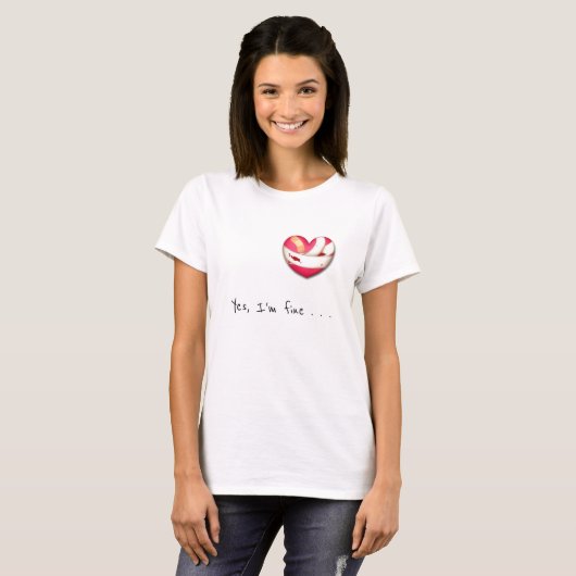 T-shirt "Oui, ça va." Bleeding Bandaged Heart Humoristique (Devant entier)